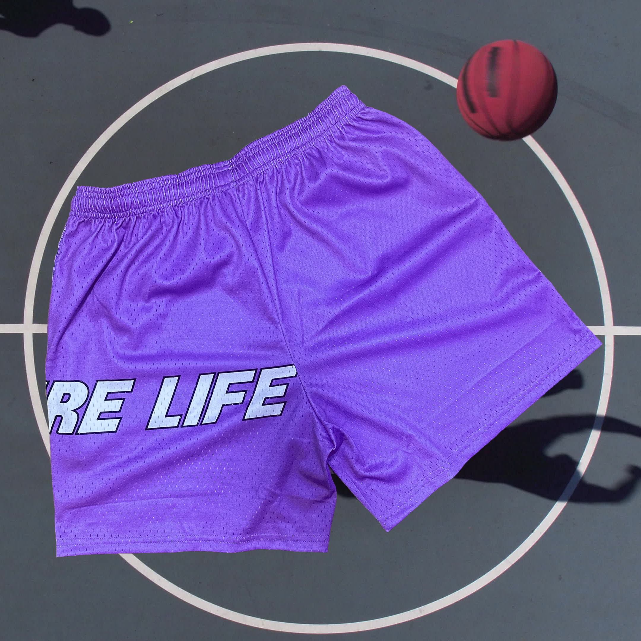 Classic Mesh Shorts - Purple/White