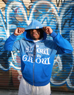 Load image into Gallery viewer, LIVE SLOW, LIVE TO GROW - BLUE HOODIE
