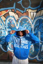 Load image into Gallery viewer, LIVE SLOW, LIVE TO GROW - BLUE HOODIE
