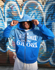 LIVE SLOW, LIVE TO GROW - BLUE HOODIE