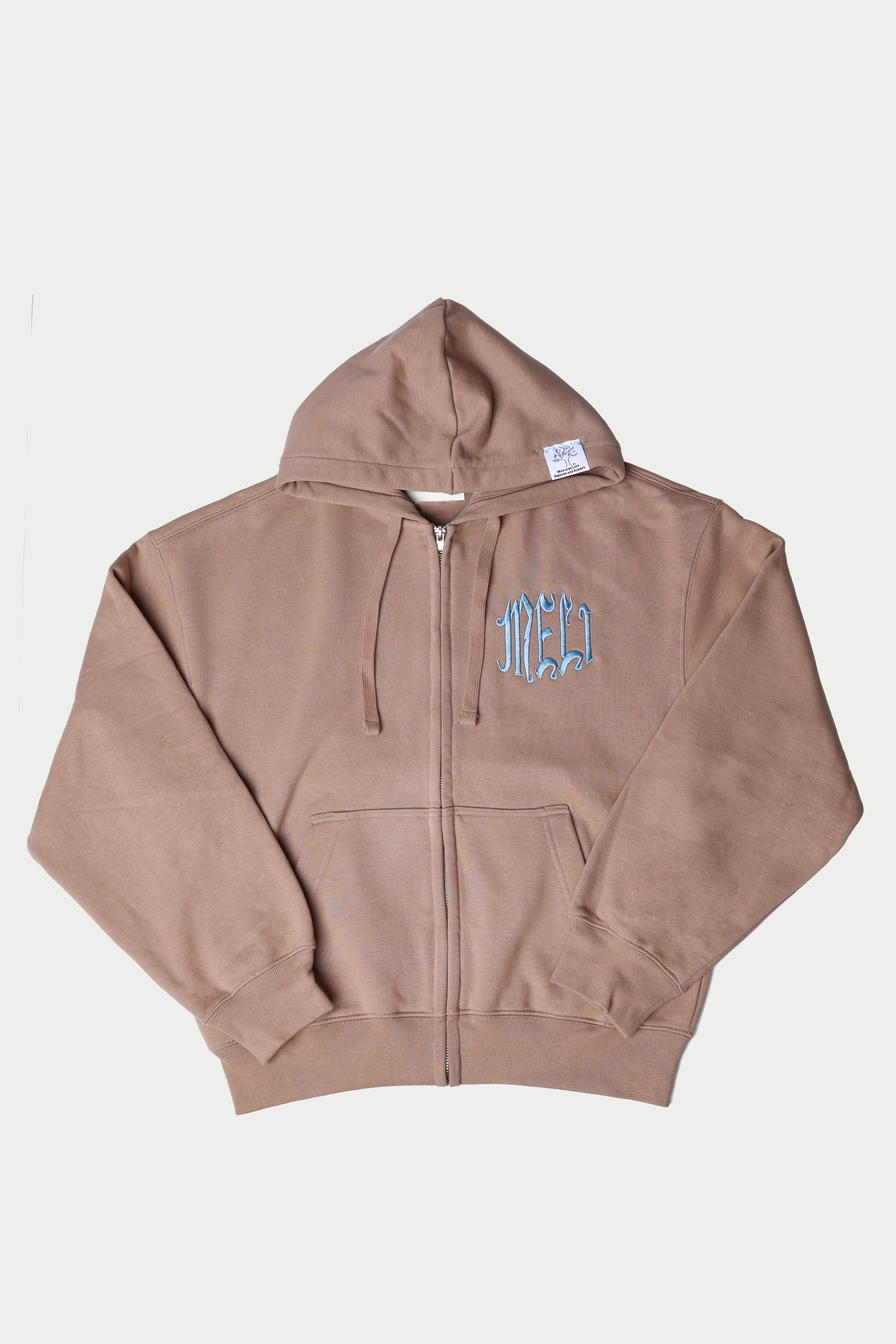 MELI LOGO ZIPPER HOODIE - BEIGE/BLUE