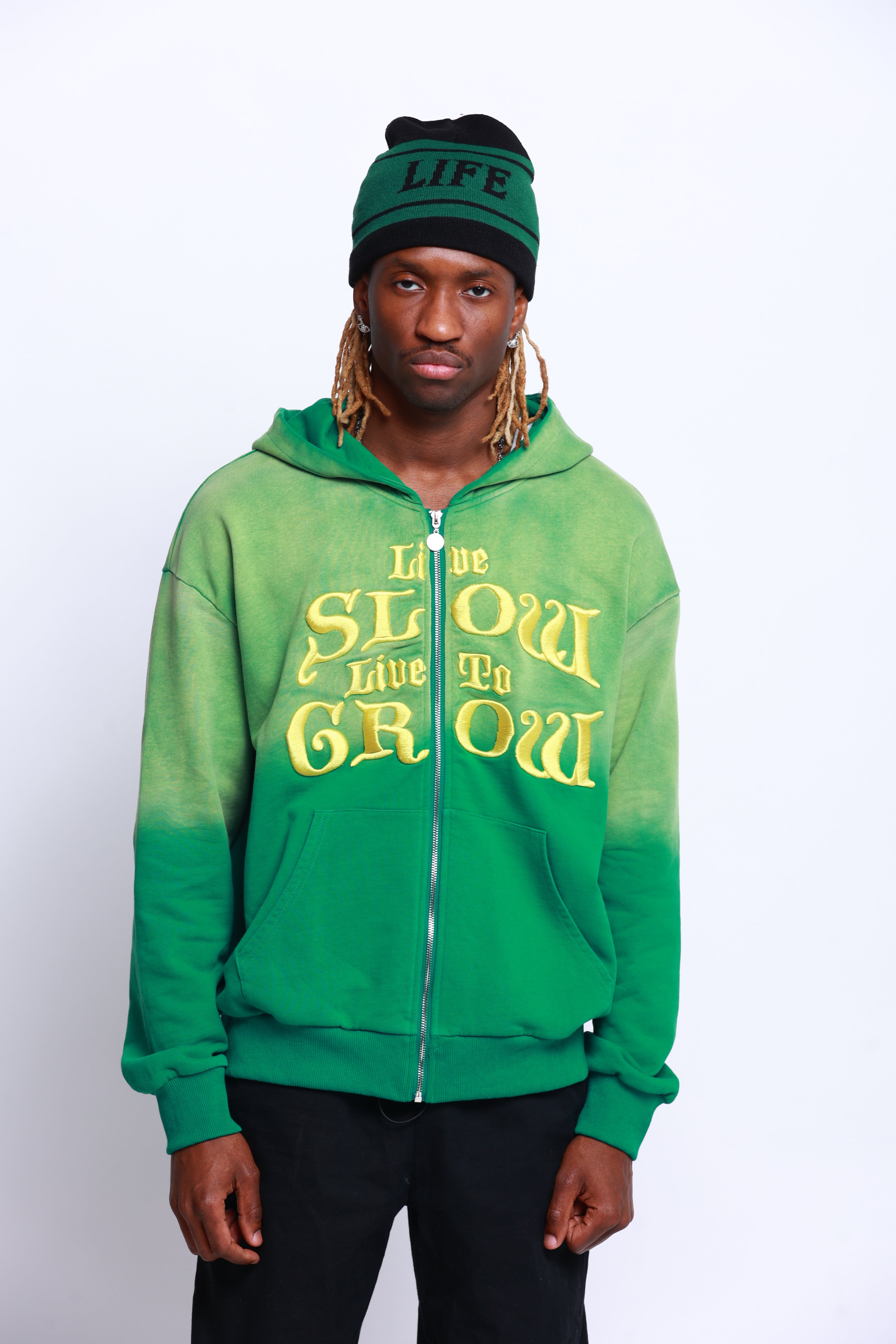 LIVE SLOW, LIVE TO GROW - GREEN HOODIE