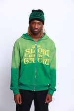 Load image into Gallery viewer, LIVE SLOW, LIVE TO GROW - GREEN HOODIE
