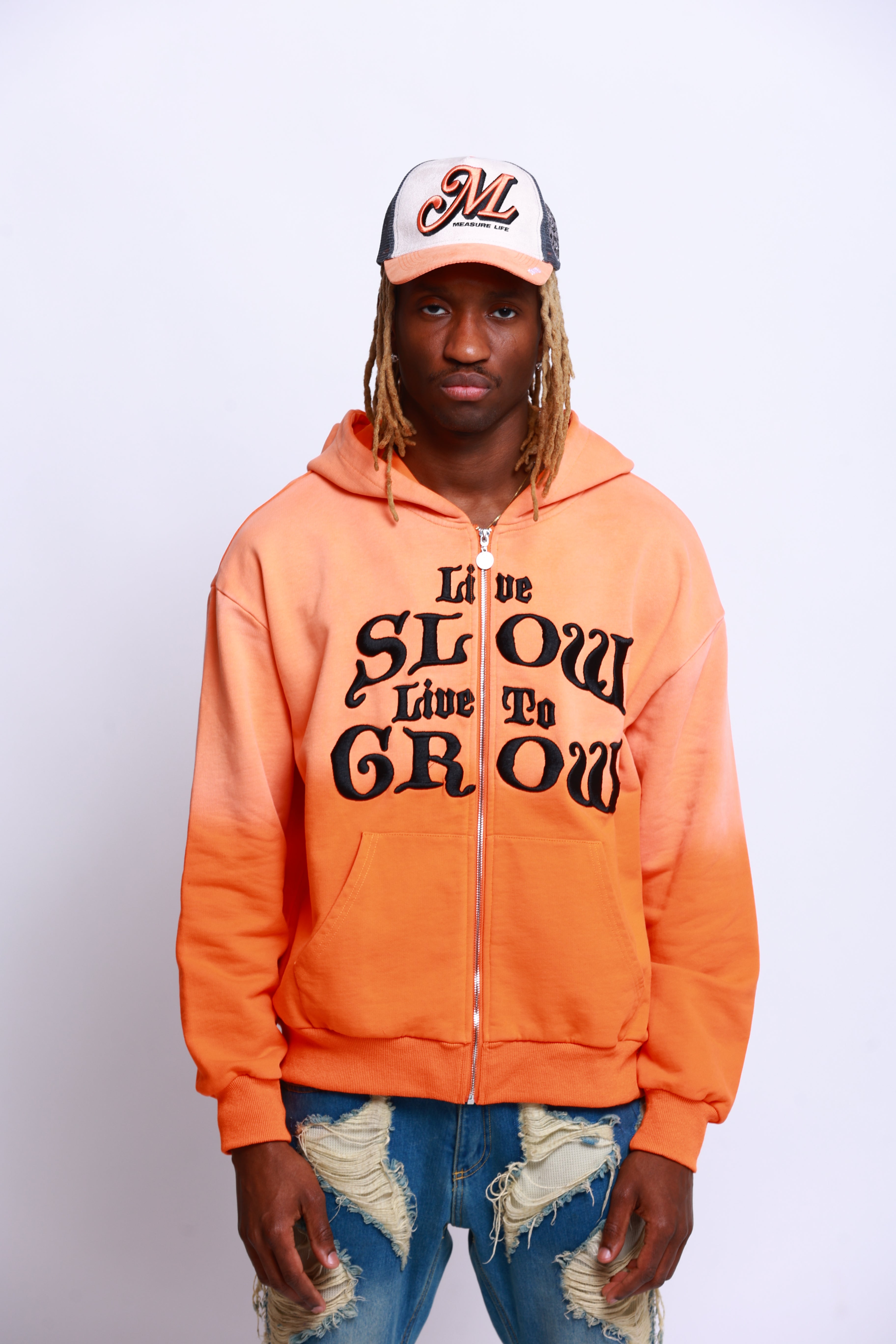 LIVE SLOW, LIVE TO GROW - ORANGE HOODIE