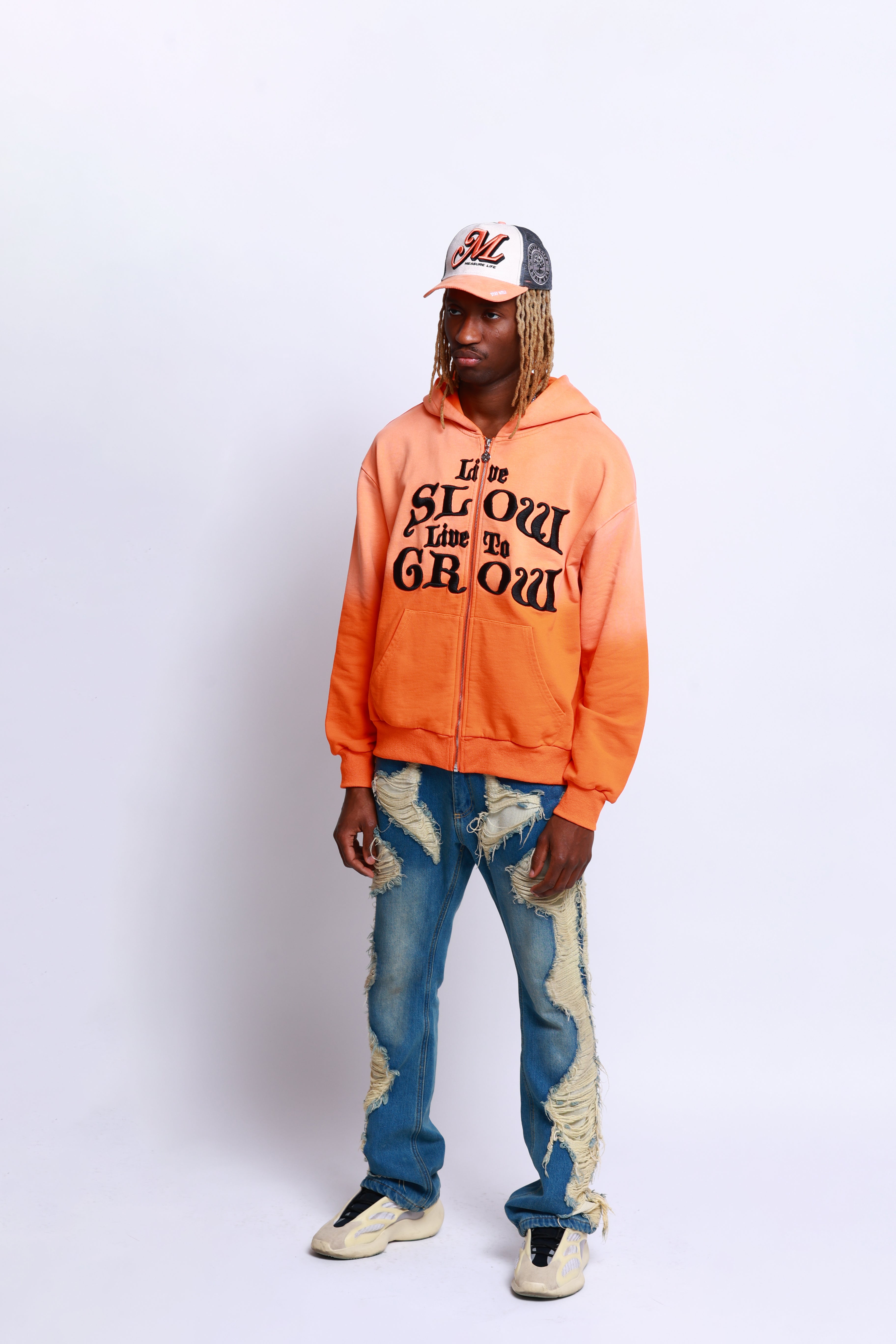 LIVE SLOW, LIVE TO GROW - ORANGE HOODIE